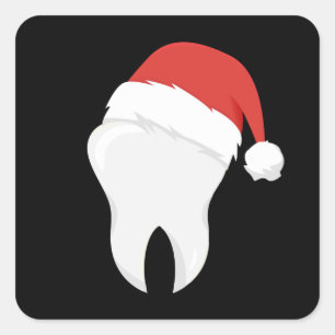 Dentist Teeth Christmas Hat Tooth-Geschenk Quadratischer Aufkleber