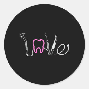 Dentist Teeth Dental LoveTooth Funny Gift Idee Runder Aufkleber