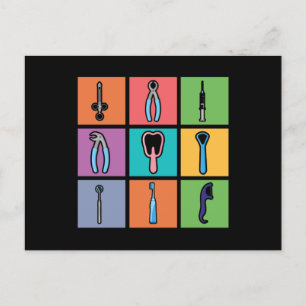 Dentist Tools Pop Art Dentistry Tooth Doctor Teeth Postkarte