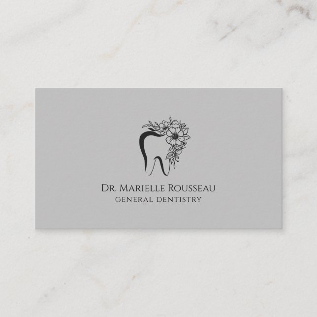 Dentist Tooth Logo Grau Zahnarztbüro Visitenkarte (Vorderseite)