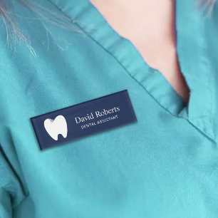 Dentist Tooth Logo Navy Blue Dental Assistentin Namenschild
