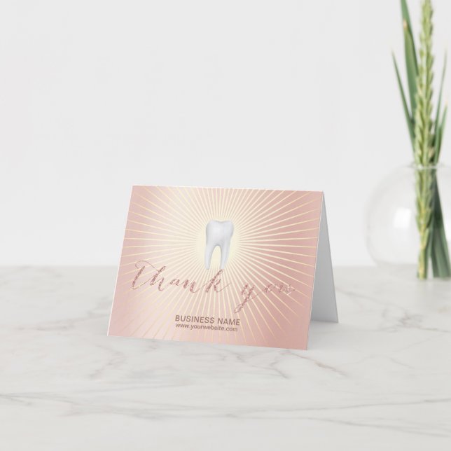 Dentist Tooth Moderne Rose Gold Dental Vielen Dank Dankeskarte (Vorderseite)