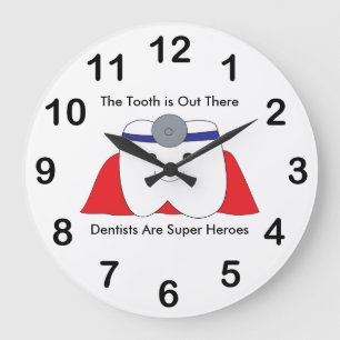 Dentist Tooth Super Hero Personalize Große Wanduhr