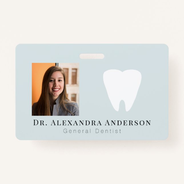 Dentist White Teeth Light Blue ID Photo Ausweis (Vorderseite)