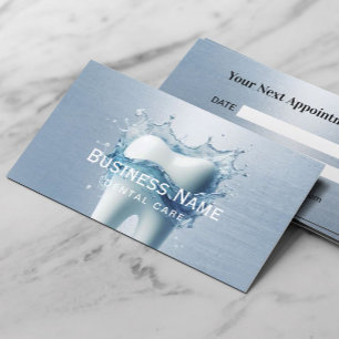 Dentist White Tooth Light Blue Imitats Metal Denta Terminkarte