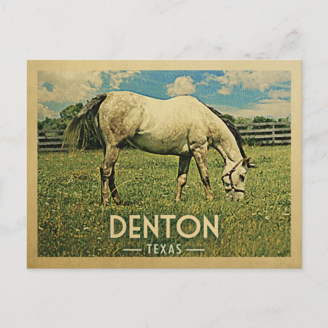 Denton Texas Horse Farm - Vintage Travel Postkarte (Vorderseite)