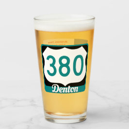 Denton, Texas, & US 380, Pint Glass Glas