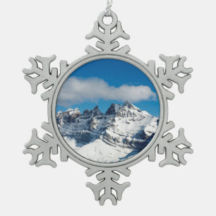 Dents du Midi Schweiz Feiertagskarte Poster Fotogr Schneeflocken Zinn-Ornament