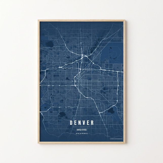 Denver Blaue Karte Druck Colorado Poster Wandkunst (Von Creator hochgeladen)