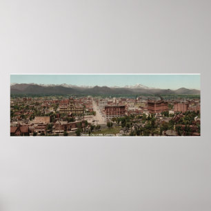 Denver City Panorama, Vintag Amerika drucken Poster