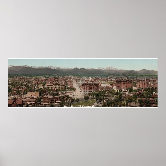 Denver City Panorama, Vintag Amerika drucken Poster (Vorne)