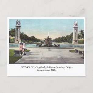 DENVER City Park, Sullivan Gateway c1920s Vintag Postkarte