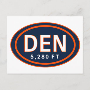 Denver CO 5.280 FT Blue & Orange Football Postkart Postkarte