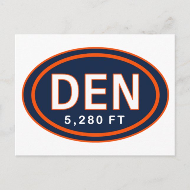 Denver CO 5.280 FT Blue & Orange Football Postkart Postkarte (Vorderseite)