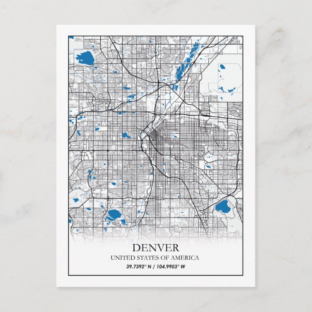 Denver CO Colorado USA Travel City Karte (Vorderseite)