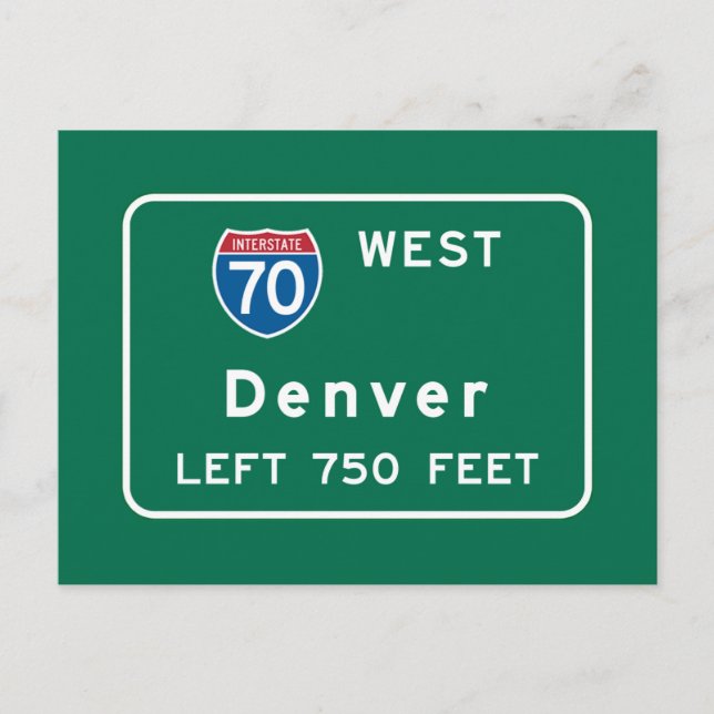 Denver, CO Road Sign Postkarte (Vorderseite)