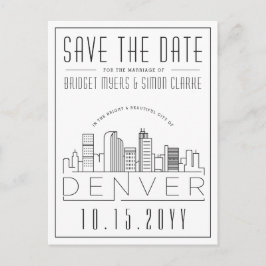 Denver, Co | Stilisierte Skyline Save the Date Postkarte