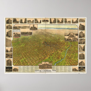 Denver Colorado 1908 Panoramakarte Poster