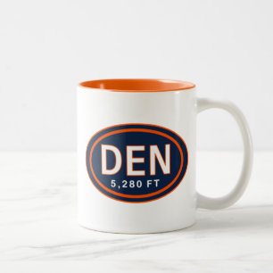 Denver Colorado 5.280 FT Blue Orange Football Fans Zweifarbige Tasse