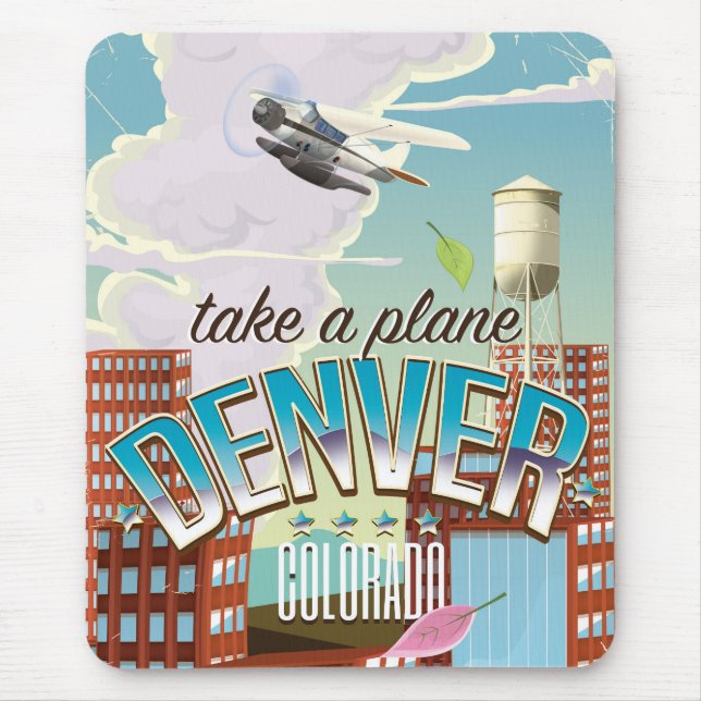 Denver Colorado Cartoon Reiseplakat Mousepad (Vorne)