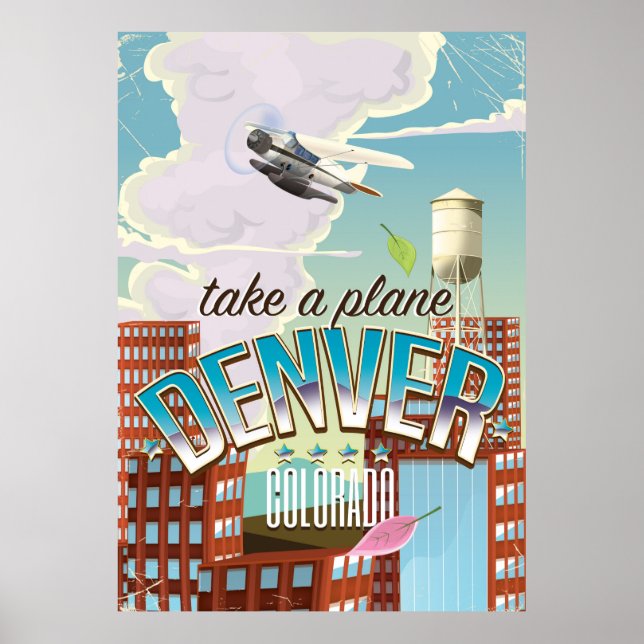Denver Colorado Cartoon Reiseplakat Poster (Vorne)