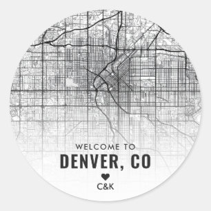 Denver, Colorado City Map   Begrüßung Runder Aufkleber