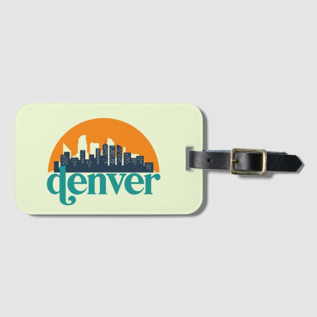 Denver Colorado City Skyline Retro City Art Gepäckanhänger (Vorderseite (Horizontal))