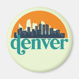Denver Colorado City Skyline Retro City Art Magnet