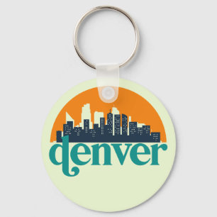 Denver Colorado City Skyline Retro City Art Schlüsselanhänger