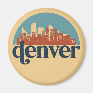 Denver Colorado City Skyline Vintag Cityscape Magnet
