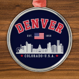 Denver Colorado Cityscape View Ornament Aus Metall
