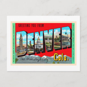 Denver Colorado CO Vintag Large Letter Postcard Postkarte