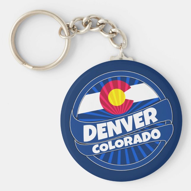 Denver Colorado Fahne platzte Schlüsselanhänger (Vorne)