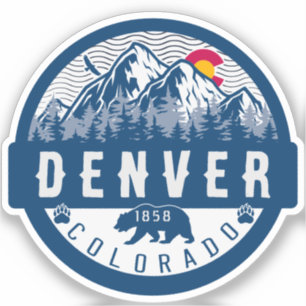 Denver Colorado Flag Camping Wandern Souvenirs 80e Aufkleber
