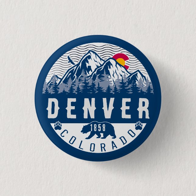 Denver Colorado Flag Camping Wandern Souvenirs 80e Button (Vorderseite)