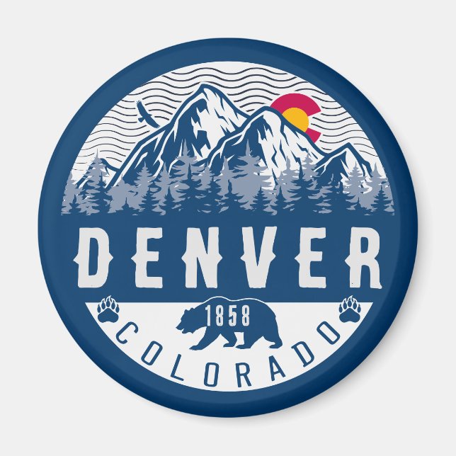 Denver Colorado Flag Camping Wandern Souvenirs 80e Magnet (Vorne)