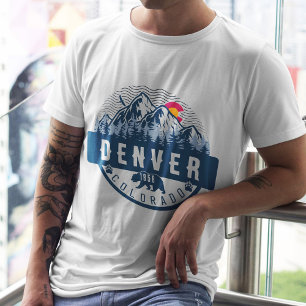 Denver Colorado Flag Camping Wandern Souvenirs 80e T-Shirt