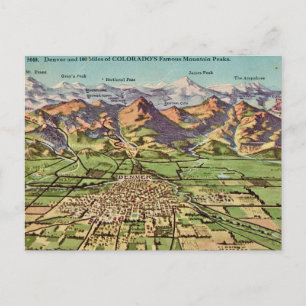 Denver & Colorado Gebirgskarte Postkarte