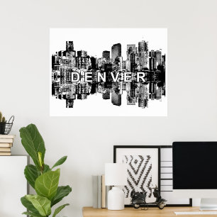 Denver, Colorado in Schwarzweiß Poster