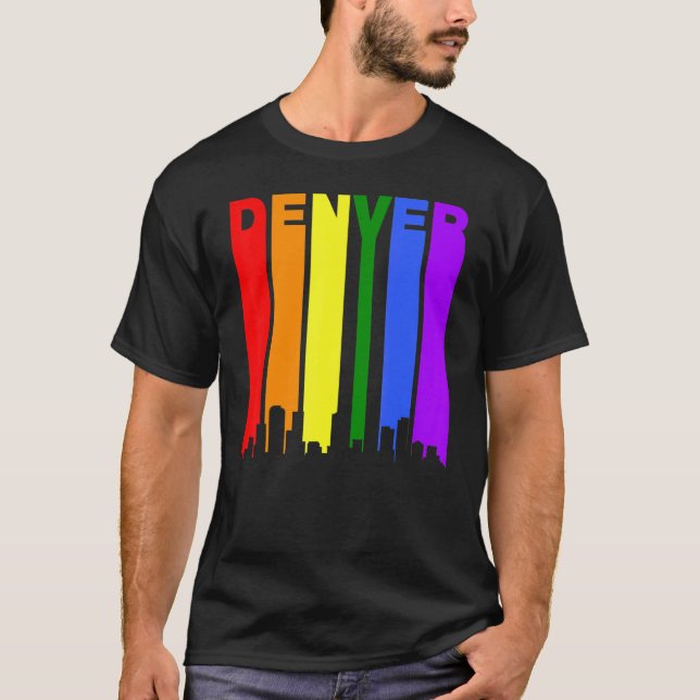 Denver Colorado Lgbtq Gay Pride Rainbow Skyline T-Shirt (Vorderseite)