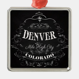 Denver, Colorado - Meilen-hohe Stadt Silbernes Ornament