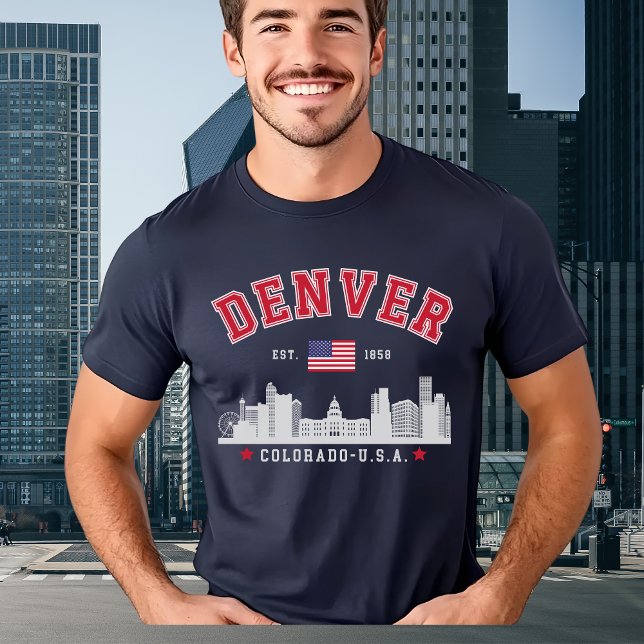 Denver Colorado Modern Skyline City T-Shirt (Von Creator hochgeladen)