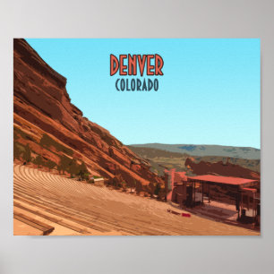 Denver Colorado Red Rocks Vintage Poster