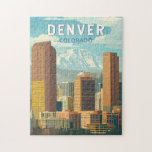Denver Colorado Reisen Vintag Puzzle<br><div class="desc">Denver Retro Vektor Reise Design. Denver, die Hauptstadt von Colorado, ist eine amerikanische Metropole, die zur Ära des Alten Westens verabredet ist. Der Larimer Platz, das älteste Gebäude der Stadt, beherbergt die Gebäude der Sehenswürdigkeit aus dem 19. Jahrhundert.</div>