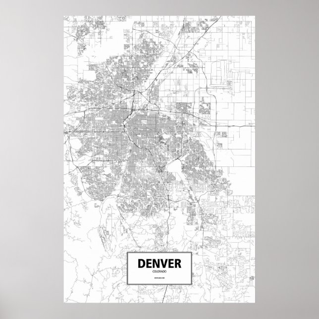 Denver, Colorado (schwarz auf weiß) Poster (Vorne)