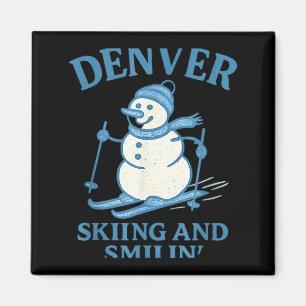Denver Colorado Skifahren und lächelnder Schneeman Magnet