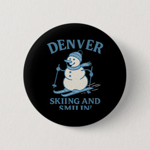 Denver Colorado Skifahren und Smilin Snowman Button