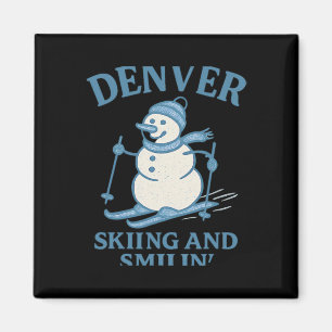 Denver Colorado Skifahren und Smilin Snowman Magnet