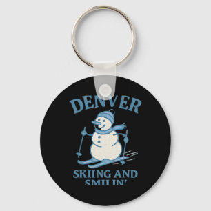 Denver Colorado Skifahren und Smilin Snowman Schlüsselanhänger