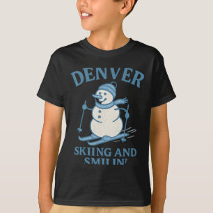 Denver Colorado Skifahren und Smilin Snowman T-Shirt